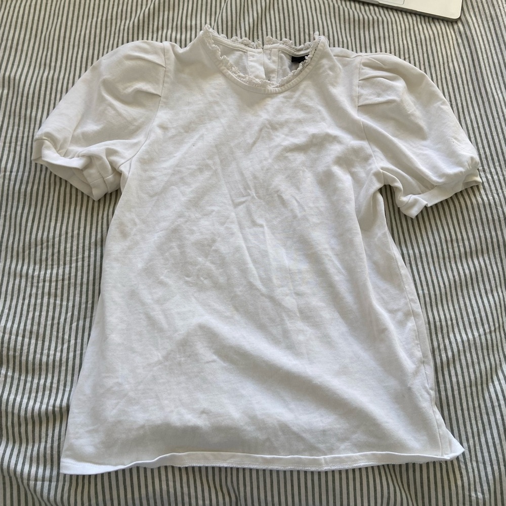Who What Wear 100% Cotton Puff Short Sleeve Embroidered Top w Shoulder Pads XS